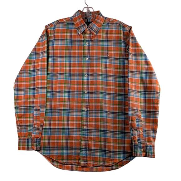 Ralph Lauren Other - Ralph Lauren Orange Plaid Mens Medium Flesh Pony Button‎ Down Long Sleeve Shirt